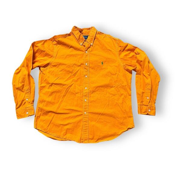 Ralph Lauren Men's Orange Green Pony Classic Fit Button Shirt Size XL LS - Picture 1 of 7